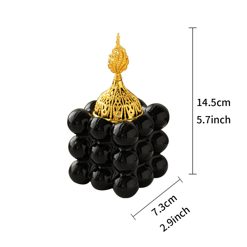 Bruciatore di incenso quadrato a pellet con coperchio - nero