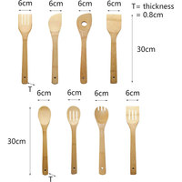 Ustensiles de cuisine en bambou de qualité supérieure 30 CM 8 pièces ensemble couverts logo personnalisé avec support réutilisable pour la cuisine de pots antiadhésifs à haute chaleur