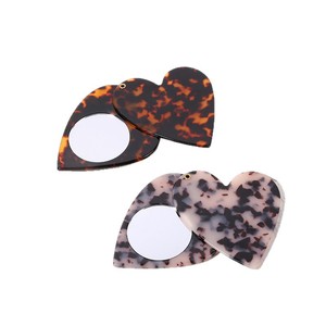 Heart Shape Acetate Makeup Mirror Pocket Compact Mirror Fashion Hair Accessory for Daily Touch <b>Up</b> - Product Image 4