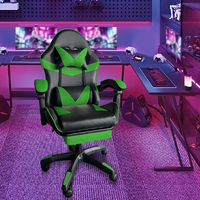 Chaise de jeu inclinable à dossier haut en cuir PU avec LED RGB pivotante à 360 degrés, très vendue