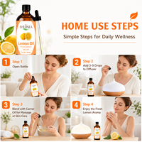 Huile Essentielle de Citron 100% Pure et Naturelle, Parfum Frais de Fleurs, Huile d'Aromathérapie Éclaircissante pour Visage, Corps, Peau, Diffuseur et Maison