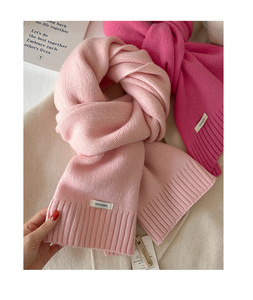 冬用スカーフ100% ウール180 * 30cm無地ニットスカーフ多用途の暖かい女性用スカーフ - Product Image 6