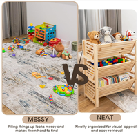 Grote meerlaagse opbergmandenrek van dennenhout voor babykamer, geventileerd, voor groenten