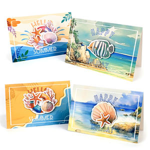 Invitations personnalisées à thème de vacances Sea Life Kit de cartes de voeux autocollants enfants été plage fête carte de remerciement avec enveloppes - Product Image 6
