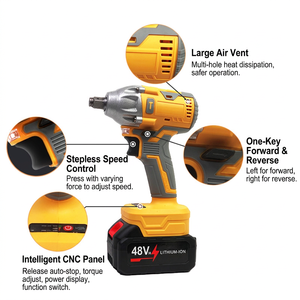 Llave de Impacto Inalámbrica de Alta Potencia, Llave Eléctrica de Iones de Litio de 20V para Reparación de Neumáticos de Automóviles/Maquinaria, Torque Ajustable - Product Image 3