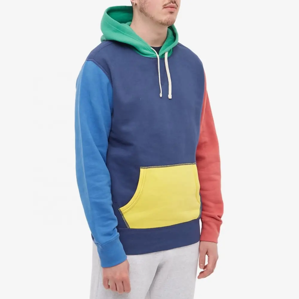 OEM Color Block Sweatshirts Custom Logo Mens Patched Casual Comfortable Plus Size Hoodie