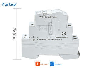 Interrupteur programmable intelligent WiFi Zigbee 20A à montage sur rail DIN pour la domotique et le contrôle des circuits électriques - Product Image 4