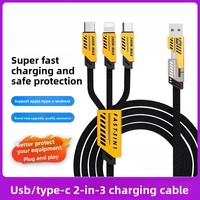 Câble de charge rapide 3-en-1 65W 1,2m USB 3.0 Type-C pour téléphone portable en silicone – Vente en gros