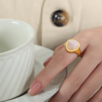 Bague triangulaire en acier titane plaqué or et argent, pierre naturelle œil de tigre et quartz rose, taille femme 6-8, bijou minimaliste, cadeau