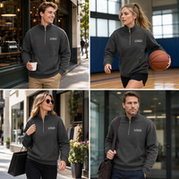 Sweat-shirts unisexes à col zippé avec poignets côtelés et coupe décontractée pour les clubs sportifs, l'échauffement en salle de sport et la superposition quotidienne