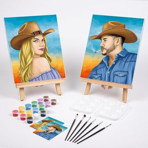 Trước khi rút ra vải cho bức tranh cho người lớn nhâm nhi và sơn Kit cho người lớn của ngày đêm cao bồi các cặp vợ chồng chủ đề Sơn Đảng thiết lập trước vẽ - Product Image 1