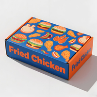 Caja de papel de embalaje de cartón corrugado con forma de casa y Asa de grado alimenticio con diseño impreso personalizado, cajas de pollo frito