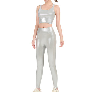 All'ingrosso <span class=keywords><strong>Leggings</strong></span> personalizzati in metallo lucido pantaloni da Yoga a vita alta <span class=keywords><strong>Leggings</strong></span> personalizzati per il Fitness da donna pantaloni sportivi attillati - Product Image 3