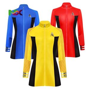 Costume de scène <span class=keywords><strong>Star</strong></span> <span class=keywords><strong>Trek</strong></span> TOS, déguisement cosplay rouge, jaune, bleu, unisexe, adulte, 100% polyester, fête, Halloween, vente flash - Product Image 1
