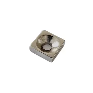 Square Magnetic Cube Permanent Neodymium Magnets Block With One Countersunk Holes Supplier Ndfeb Magnet Rare Earth Material