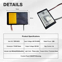 Interrupteur tactile intelligent Shinechip TSP-001 pour miroir LED de salle de bain avec indice de protection IP20 110V/220V 12W
