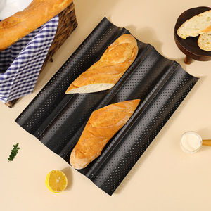 Plaque de cuisson pour baguettes en acier au carbone robuste avec revêtement en silicone antiadhésif pour pain et pains d'epi faits <span class=keywords><strong>maison</strong></span> - Product Image 1