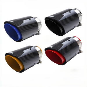 Punta de <span class=keywords><strong>escape</strong></span> de fibra de carbono universal de acero inoxidable azul quemado <span class=keywords><strong>para</strong></span> tubo de <span class=keywords><strong>escape</strong></span> automotriz - Product Image 1
