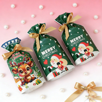 Weihnachts-Zugbeutel aus Plastik, Weihnachtsgeschenktüten für Süßigkeiten, Wiederverwendbare Geschenkverpackung, Festliche Partygeschenke