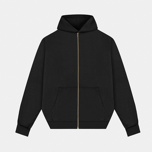Felpe con Cappuccio da <span class=keywords><strong>Uomo</strong></span> 350GSM, Taglio Corto e Oversize, Personalizzabili con Logo, Zip Frontale, in Poliestere/Cotone, per l'Inverno - Product Image 1
