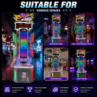 Machine de jeu d'arcade à monnayeur pour adultes, jeu de frappe au marteau, lumières LED, 1 joueur, machine de force de frappe en métal, version anglaise