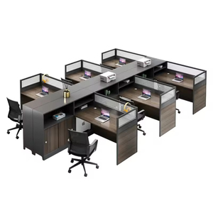 Mesas de Oficina con Compartimentos, Muebles Modernos para <span class=keywords><strong>Call</strong></span> <span class=keywords><strong>Center</strong></span>, Estación de <span class=keywords><strong>Trabajo</strong></span> con Partición de Madera para Computadora - Product Image 4