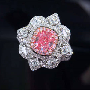 European Vintage Wedding Engagement <strong>Diamond</strong> Jewelry <strong>Ring</strong> 18k Gold AGL VS <strong>Fancy</strong> pink 1.004ct Natural <strong>Diamond</strong> <strong>Ring</strong> for Women - Product Image 2