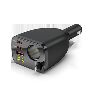 Adaptateur allume-cigare de voiture en gros, chargeur de voiture 4-en-1 à cordon rétractable avec ports <span class=keywords><strong>USB</strong></span> QC3.0 et PD 20W pour usage automobile multiple - Product Image 3
