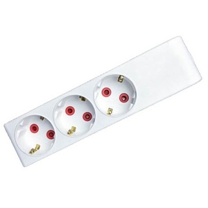 White 3 Way Schuko Power Strip Without Cable Wall Mount Outlet Extension Socket <b>Plug</b> <b>Adapter</b> - Product Image 1