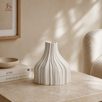 Vase à fleurs en céramique Jossin, blanc mat texturé, style nordique, avec bord irrégulier, pour la décoration de la maison et l'affichage en hôtel