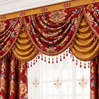 Rideaux occultants en chenille jacquard rouge à motif floral, style européen, prêts à poser, toutes saisons, pour salon