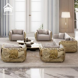 Canapé et <span class=keywords><strong>fauteuil</strong></span> sur mesure au design artistique moderne, <span class=keywords><strong>fauteuil</strong></span> en laiton doré pour projets hôteliers et villas de luxe, solution tout-en-un - Product Image 4