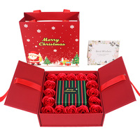 Boîte cadeau de Noël faite à la main avec une rose rouge à double porte et un savon en forme de fleur pour la Saint-Valentin 2026, pour la fête des mères