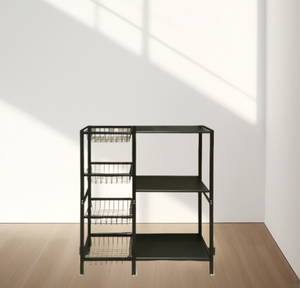 Étagère de cuisine métallique à 4 niveaux, économique, sur pied, avec paniers rotatifs à roulettes, pour rangement domestique de casseroles - Product Image 4