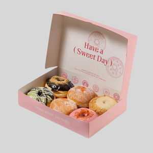 Boîte de papier en carton blanc d'expédition rose à impression double face personnalisée pour l'emballage de gâteaux biscuits beignets - Product Image 1