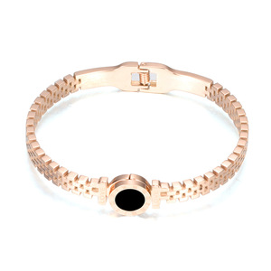<b>Rose</b> <b>Gold</b> Round Resin Bracelet With Roman Numerals Adjustable Stainless Steel <b>Bangle</b> For Women Gift Jewelry - Product Image 5