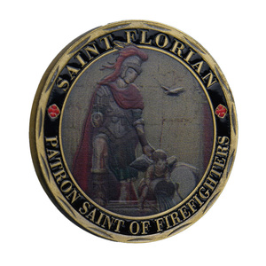 Saint Florian Feuerwehrmann Gedenkmünze aus Druckguss, 3D, Schwarz-Gold Zweifarbig, Feuerwehr-Abzeichen, Ehre, Tapferkeit, Patriotismus - Product Image 2