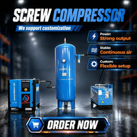 Compresseur d'air 50HP 20 bars, type à vis, aimant permanent, économie d'énergie, faible coût, moteur à fréquence variable, refroidissement par air, ISO CE