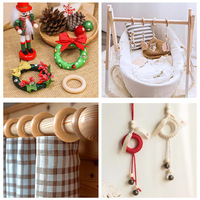 PAFU Unfinished Natural Solid Wooden Rings Pendant for Crafts