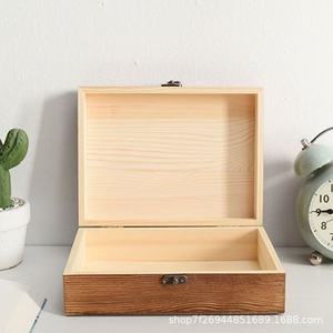 Wooden Square Storage <b>Box</b> 6 In High Flip Top <b>Lockable</b> Desktop Solid Wood Tea <b>Jewelry</b> <b>Box</b> - Product Image 2