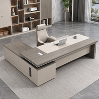 Escritorio Ejecutivo Moderno de Lujo en Forma de L, Mesa de Computadora para Gerente o CEO con Cajones, Muebles de Oficina Personalizables