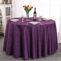 Wholesale Round Damask Tablecloth White Jacquard Scalloped Edge Floor Length Table Cover for Wedding Banquet Party