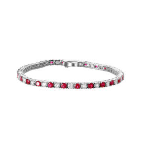 Bracelet rond de luxe fait main en rubis de synthèse pour homme et femme, style tennis - Product Image 1