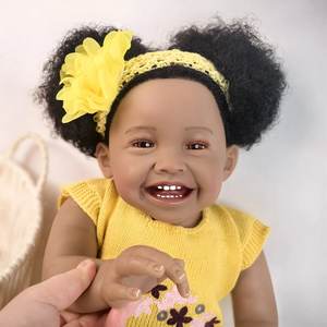 Sorridi di pelle nera per neonati bambola in Silicone morbido corpo da 60cm bambole rinate realistiche per il vero bambino per il regalo della ragazza - Product Image 3