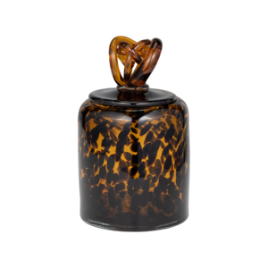 Vase décoratif en verre avec couvercle à nœud pour accentuer la décoration de salon - Product Image 2