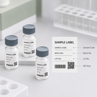 Etiquetas de péptidos para muestras de investigación, pegatinas personalizadas para viales, para envasado de muestras de laboratorio en botellas pequeñas, impresión de códigos QR y de lotes