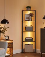 Étagère d'angle avec éclairage LED, décoration en bois naturel écologique pour votre maison, convient au salon, à la chambre à coucher, au bureau