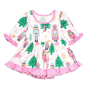 Wholesale Christmas <b>Nutcracker</b> Print Pajamas Girls Outfits pink Girls Boutique Clothing Set - Product Image 6
