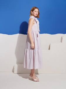 Nuevo Vestido Midi a Rayas para Mujer, Sin Mangas, con Volantes en Capas, para Usar en Verano - Product Image 2