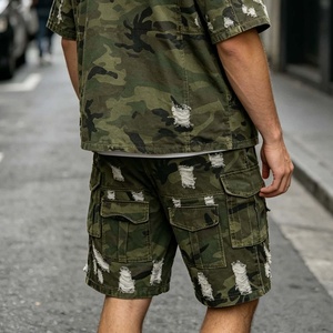 Shorts cargo camouflage pour homme, taille mi-haute, style décontracté, 100% coton toile, multi-poches - Product Image 5